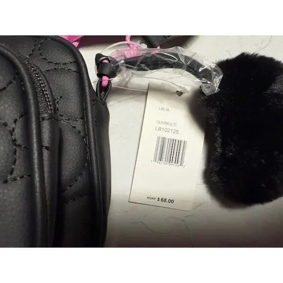 LUV BETSY JOHNSON BLACK QUILTED CROSS BODY WITH GUITAR STRAP - NWT - Picture 2 of 5